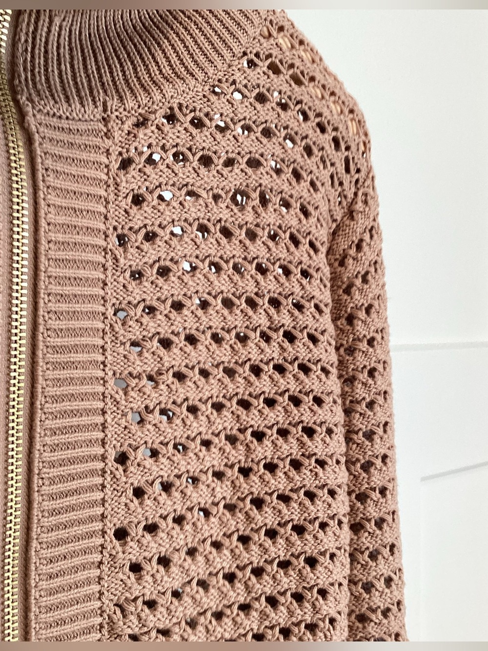 Varley Eloise Collared Full-Zip Knit Jacket New Medium Anthropologie Cedar Brown - Picture 6 of 13